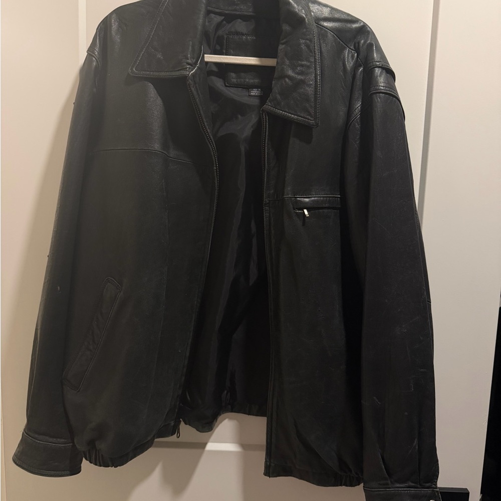 Classic Black Leather Field Jacket
